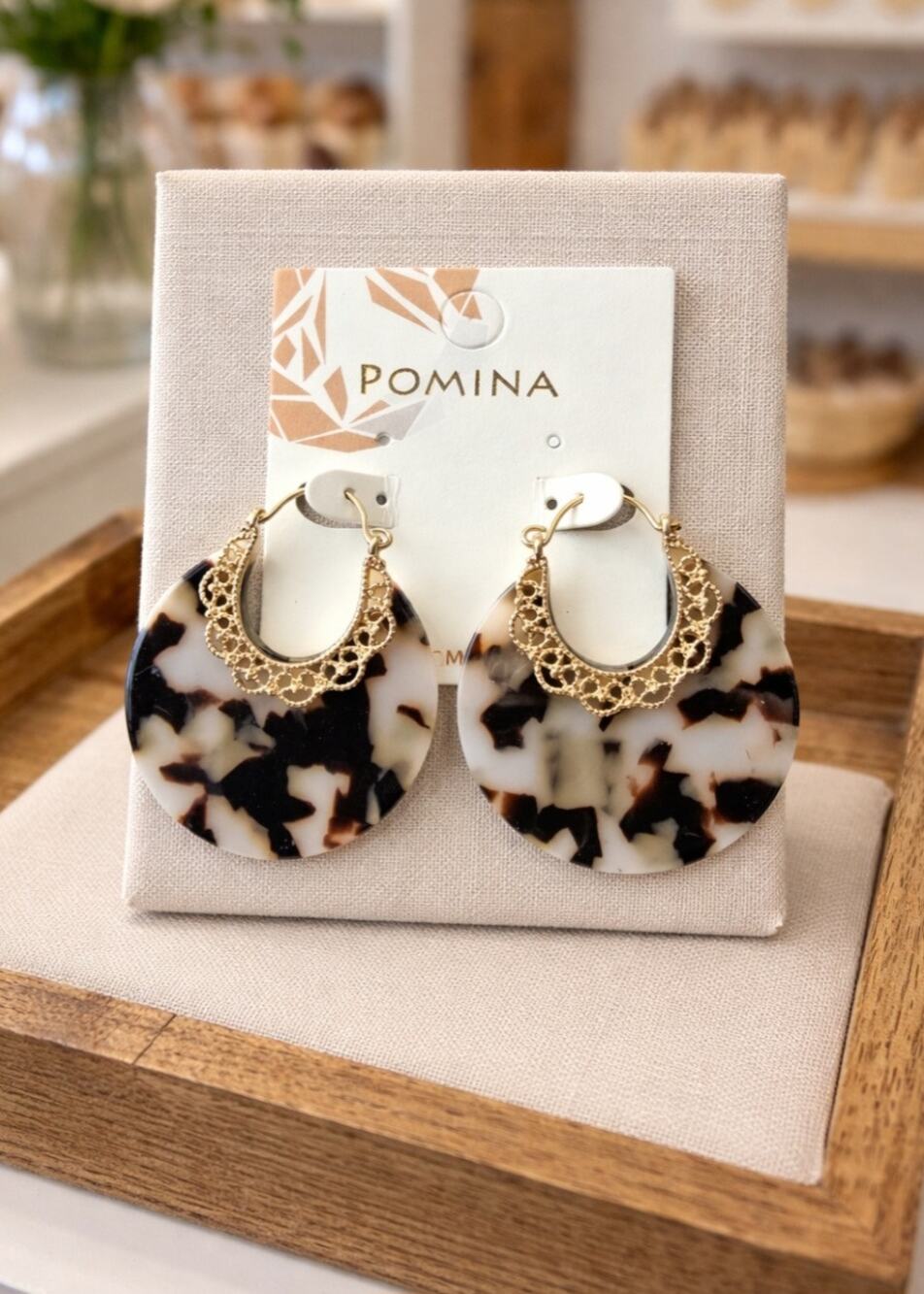 Pomina Gold Tort Round Hoop Earringd New